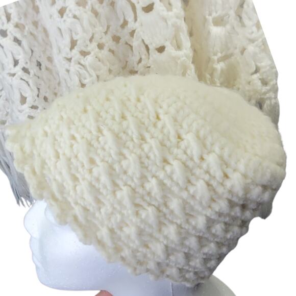 Vintage Handmade Knit Shaw and Cap - Picture 5 of 6